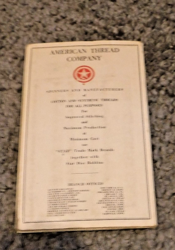 AMERICAN THREAD CO STANDARD COLOR FOR MANUFACTURING TRADE BOOK OF COLORS NO 10