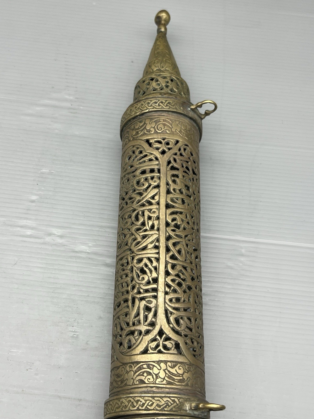 Ancient Islamic Open Work Arabic Inscriptions Bronze Messenger Box Or Pencase