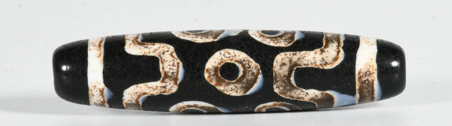 2.1”Old Tibet Agate Onyx Carved Prayer 7 Eye Dzi Bead Lucky Amulet Pendant