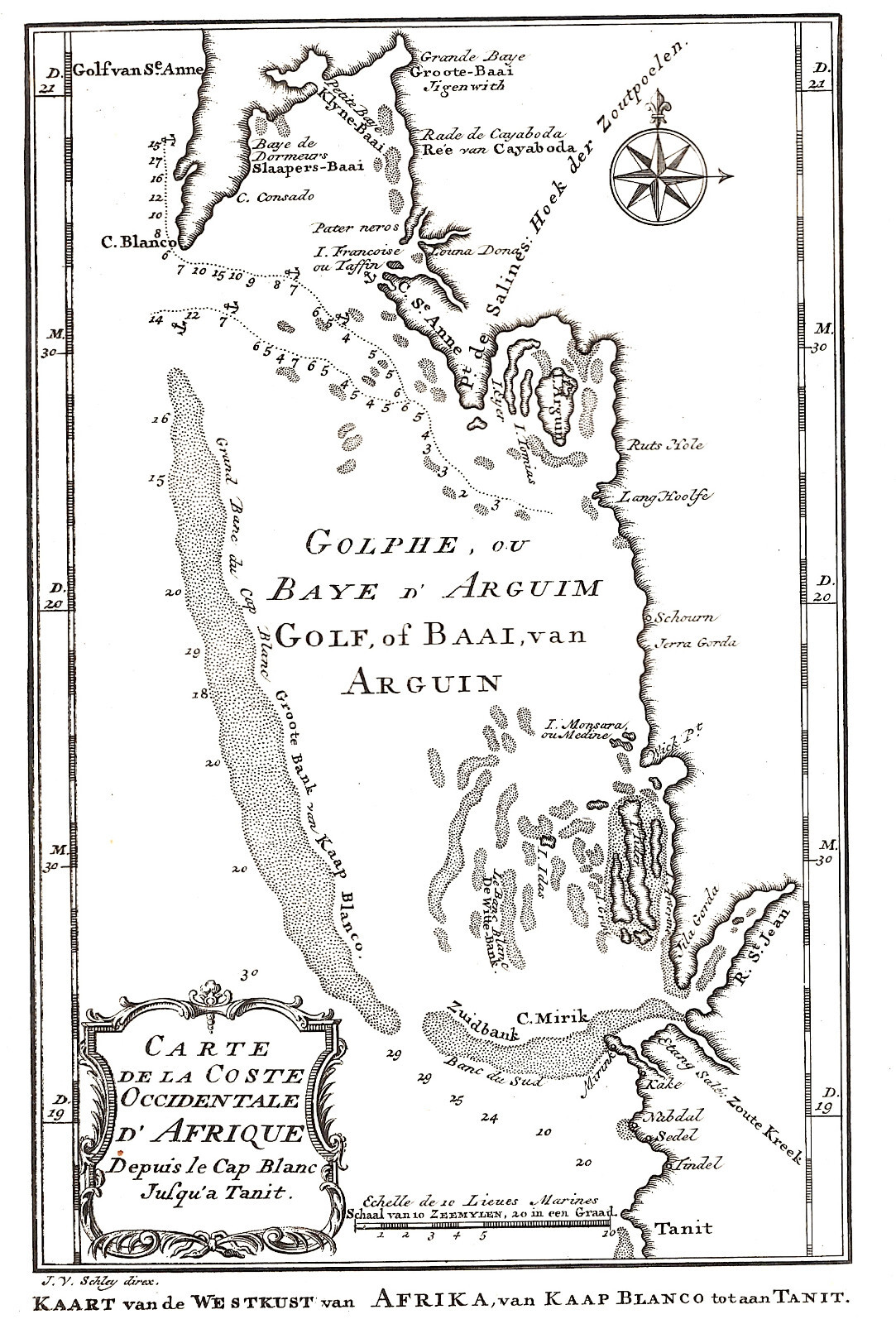 MAURITANIA AFRICA “Kaart van de Westkust van Afrika ” 1760 J. Van der Schley