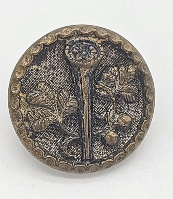 Antique Picture Sewing Button Czech Flower Floral Botanical Motif Estate Find