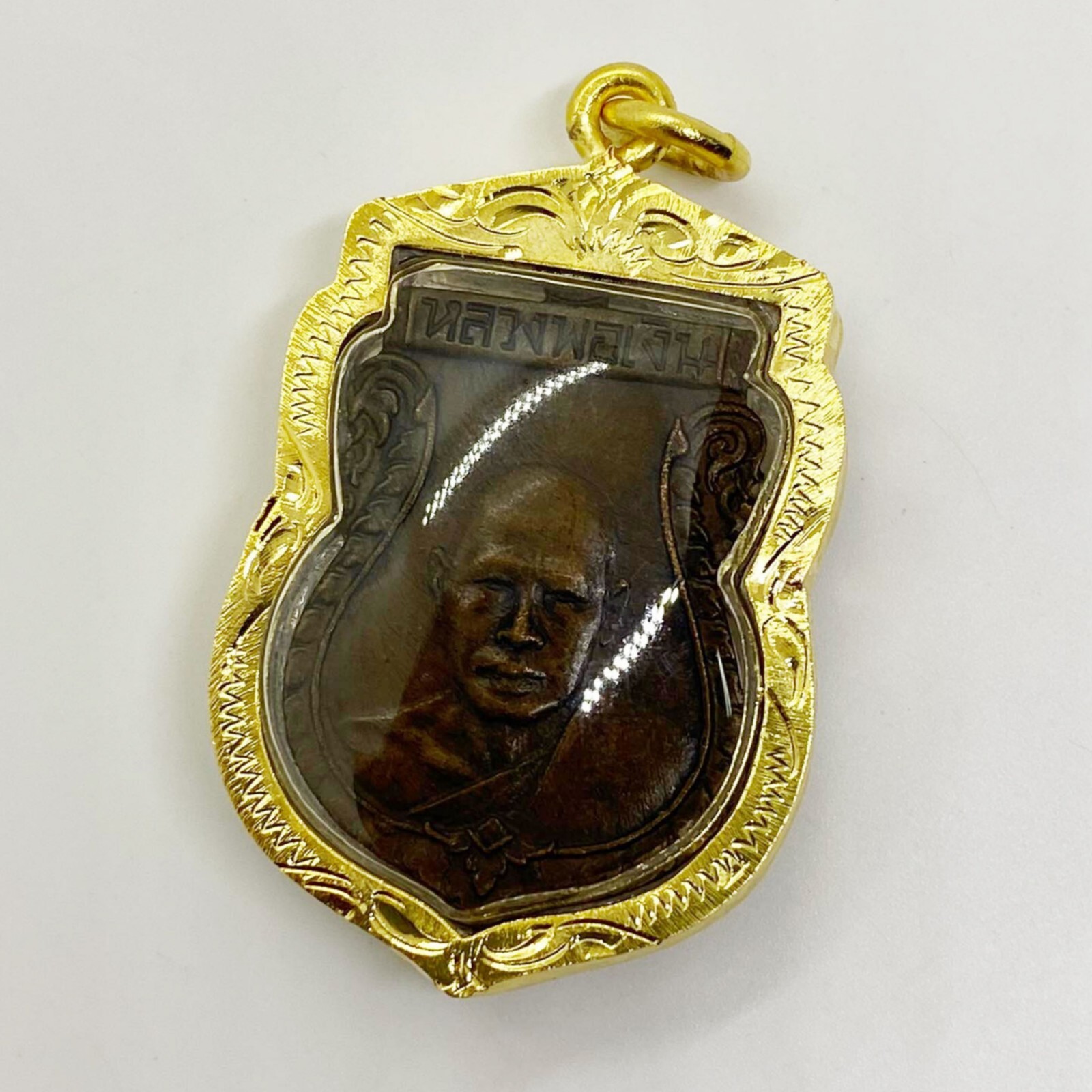 Thai Monk Buddha LP Ngern Amulet Pendant Year 1957 Gold Micron Case