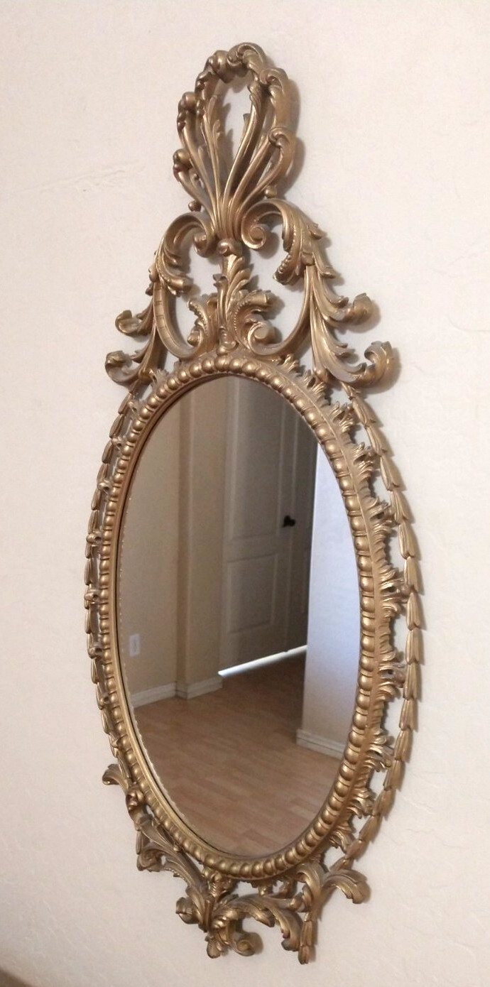 Vintage Burwood Large Ornate Gold Gilt Scroll Wall Mirror Hollywood Regency MCM