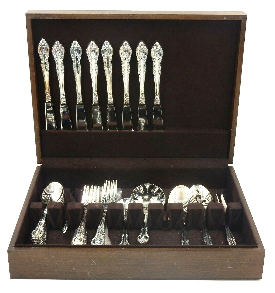ROYAL LIMITED SILVERPLATE KOREA SET (38 pc.) W/ REAL WOOD DISPLAY/STORAGE CASE