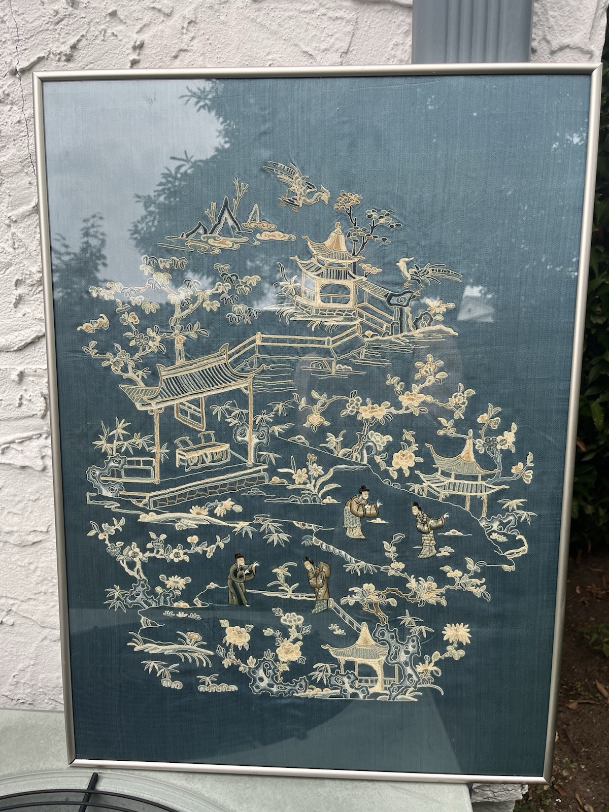 Very Finely Embroidered Antique Chinese Embroidered 27.5in X20in