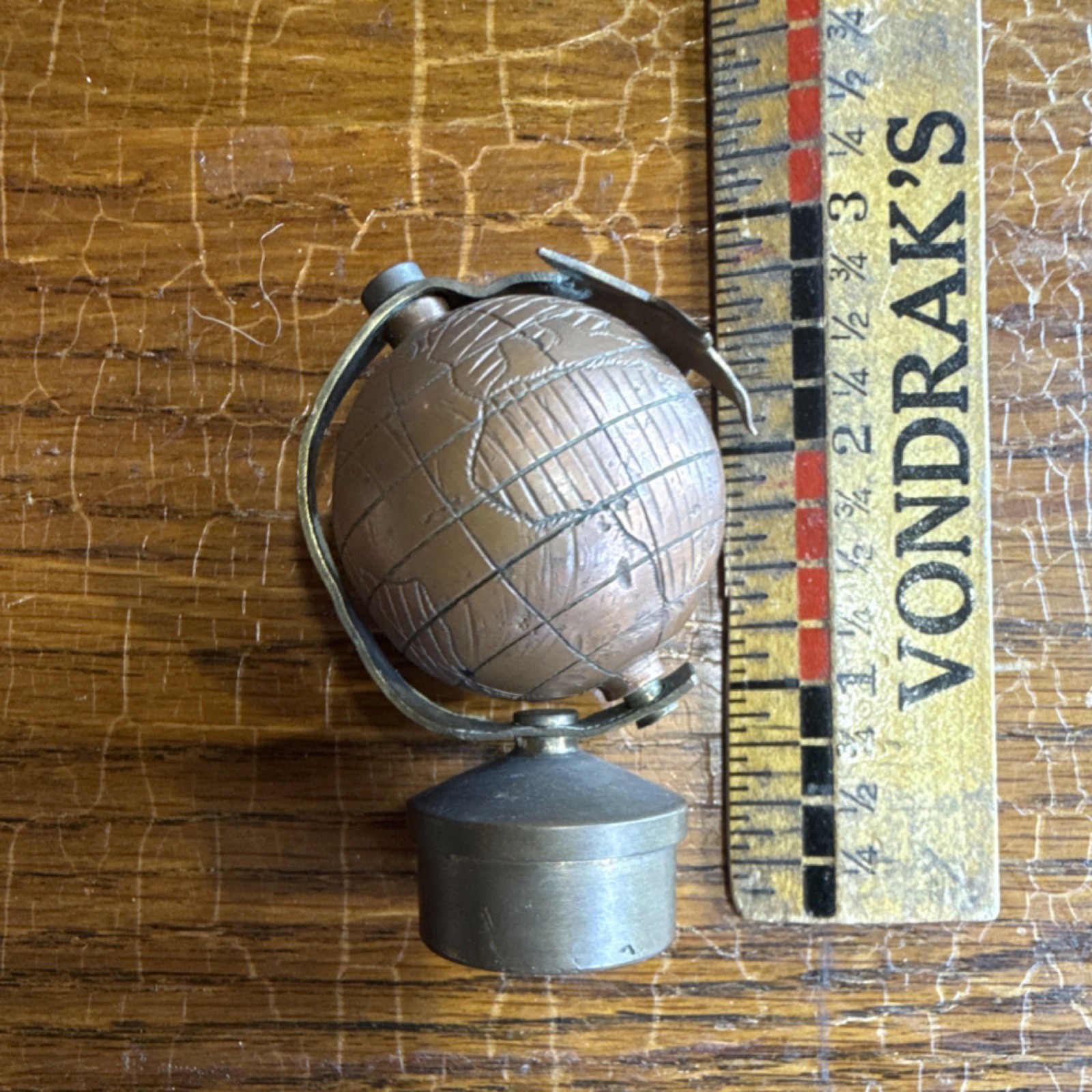 Vintage Small Brass Globe Topper/Paperweight(?) – SPINS!
