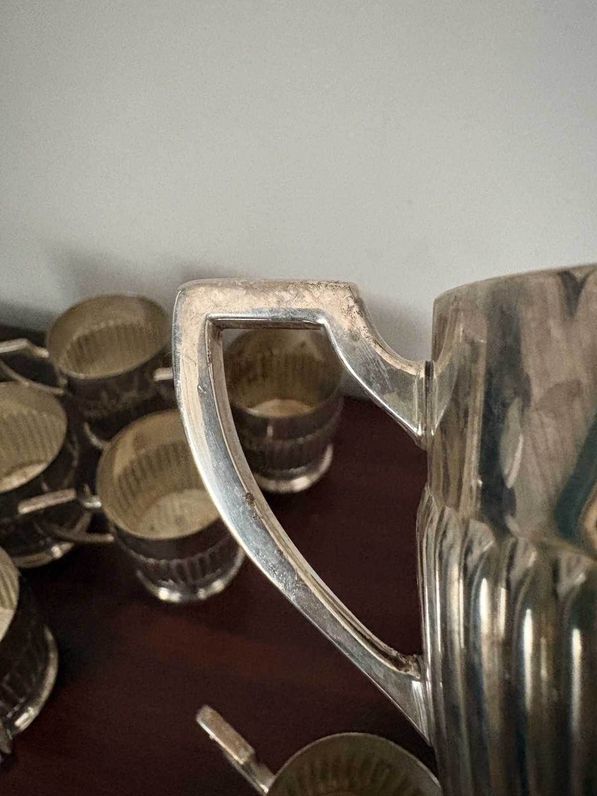 Leonas Bergmann Silver Plated Cups Set Of 10 Half Reeded Pattern Germany
