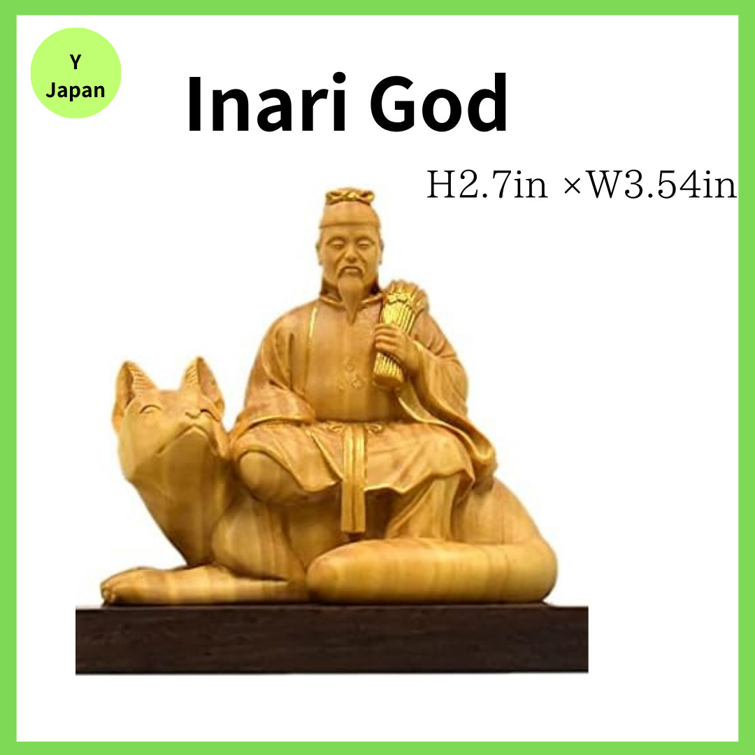 kaiu art original Inari god wood carving Buddha statue Boxwood H2.7in japan ZK