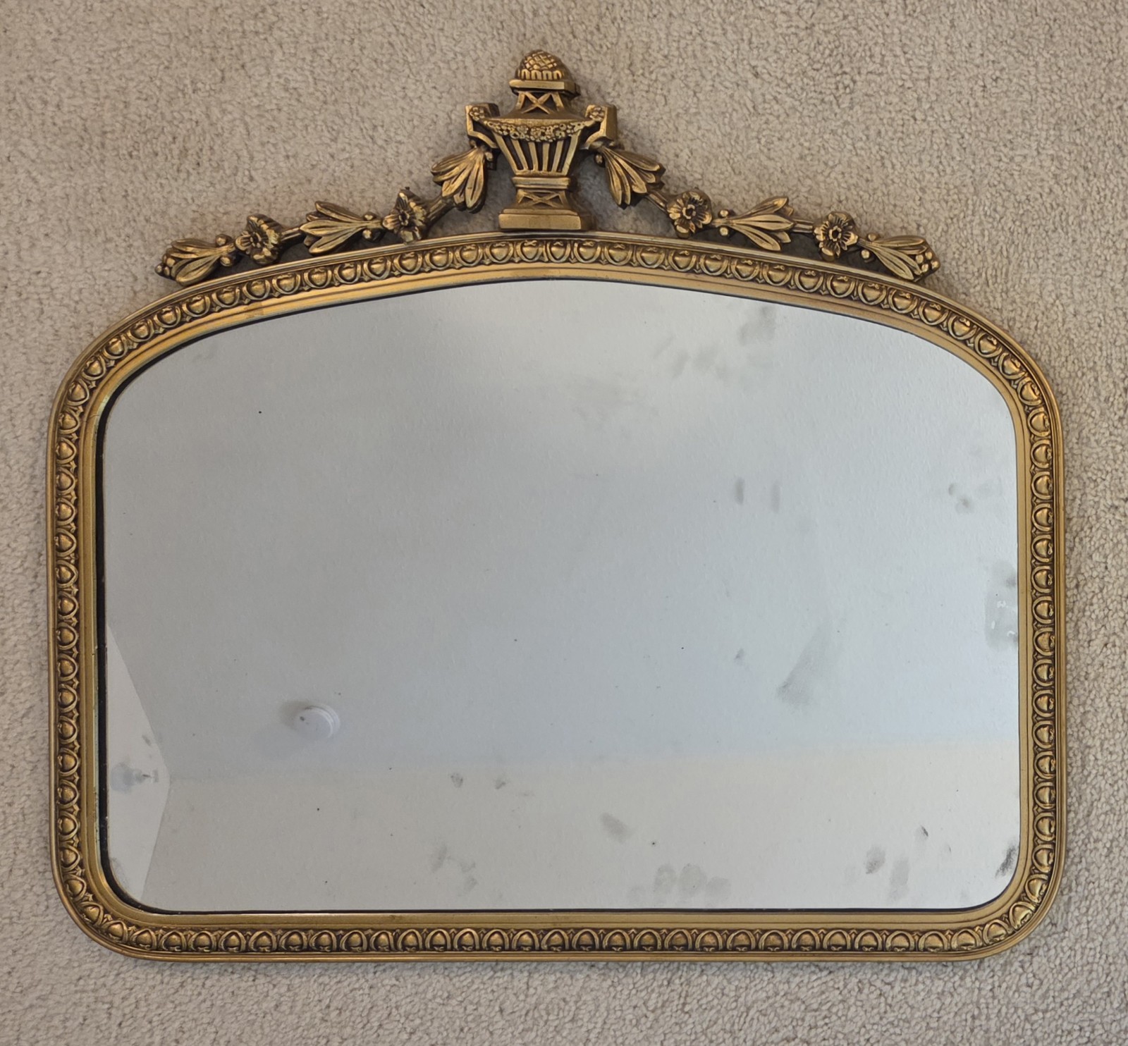 Antique Ornate Gold Gilded Wood Arched Wall Mirror 28″×20″ C1930 READ!