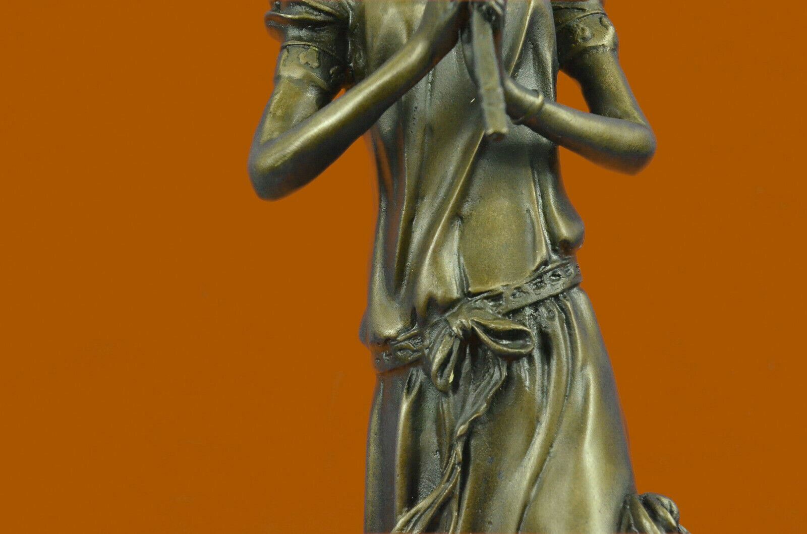 Huge Sale Bronze of a Nude Pan Playing Her Flutes Marble Base Best Art Gift Sale
