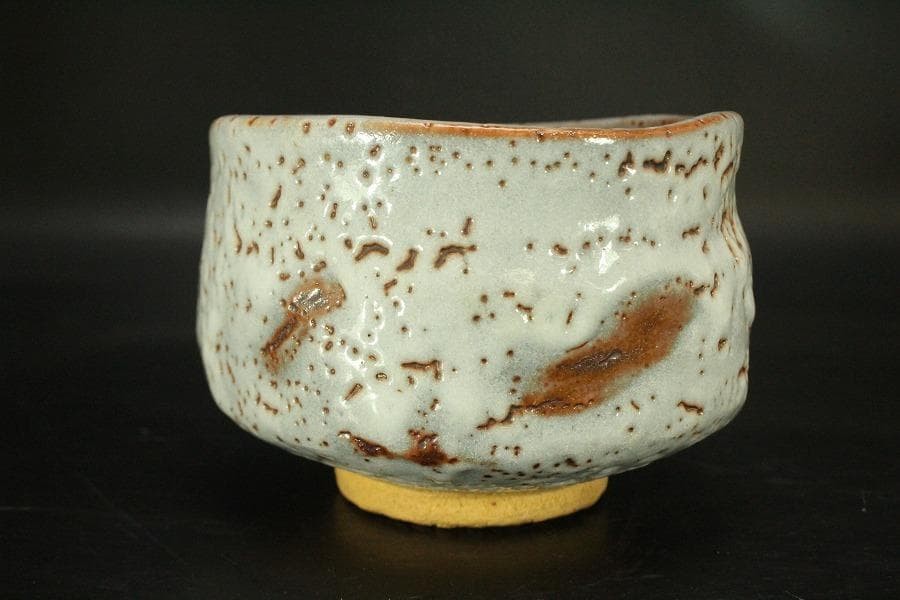 Shino Ware Tea Bowl w/box cloth, W4.7xH3.3″, Japan vintage chawan
