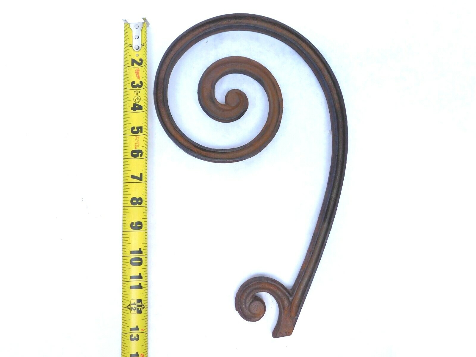 Vintage Pediment Cast Iron Scroll Curve Spiral Wall Decor Art Panel 13″ SI