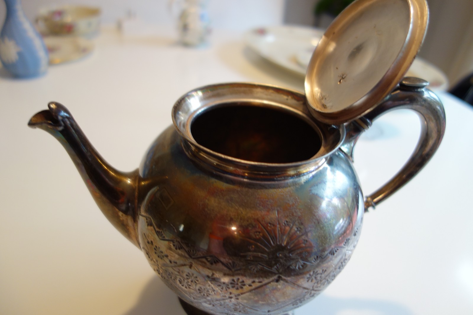 Antique Silverplate Tea / Coffee Set by Meriden B Company 1906 Pot,Sugar,Cream