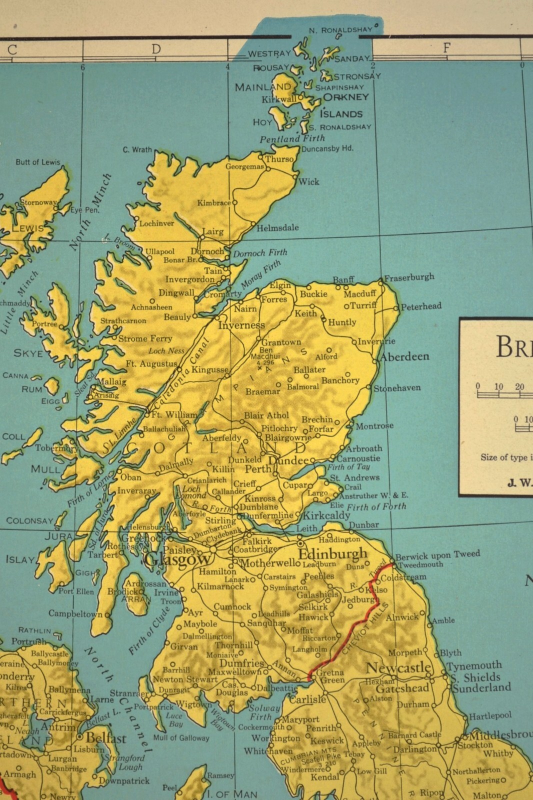 1947 Vintage BRITISH ISLES Map Great Britain Wall Art Ireland United Kingdom