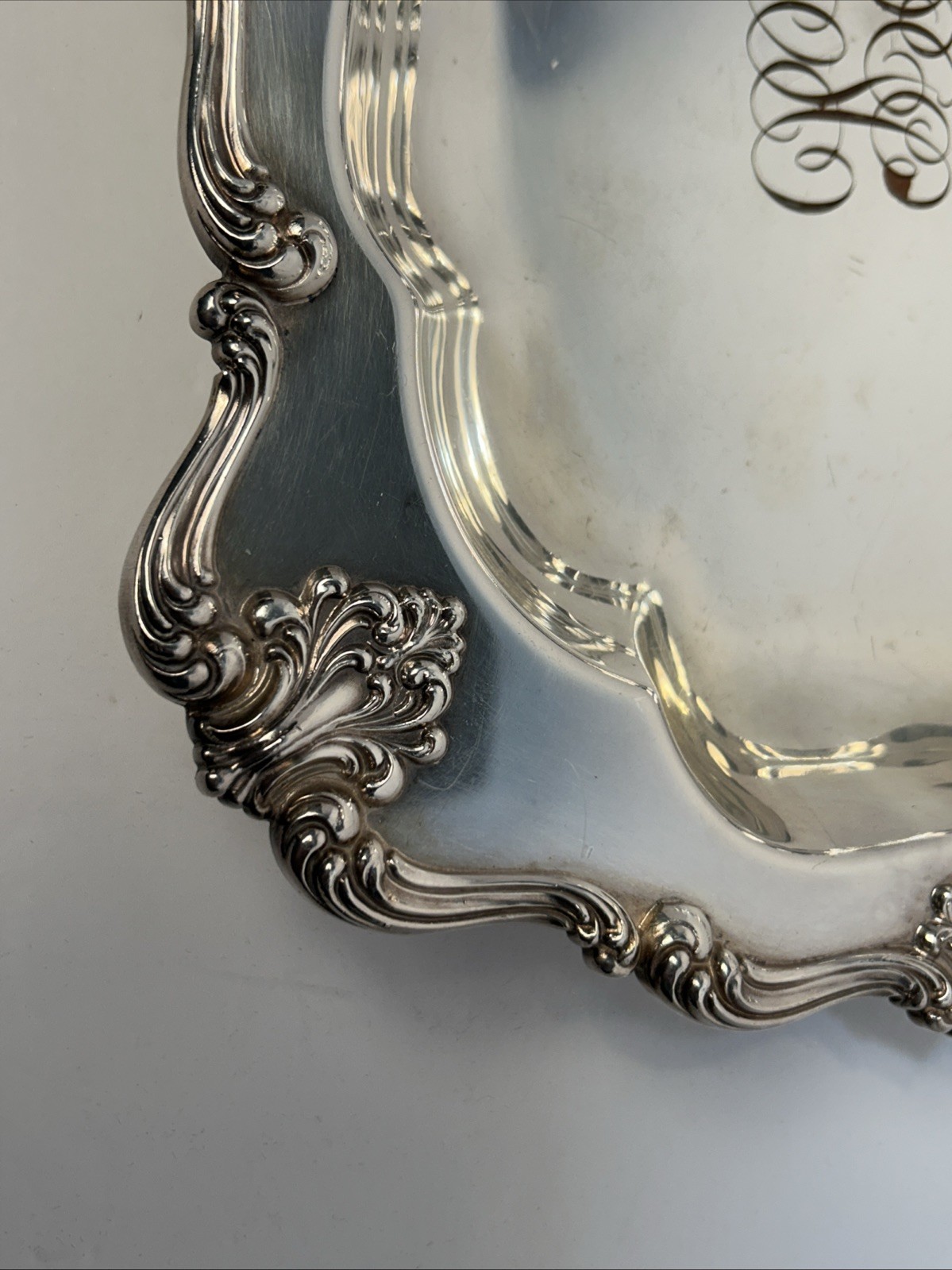 Electroplated Silver on Copper Rectangular Serving Tray Rococo Revival W&SB