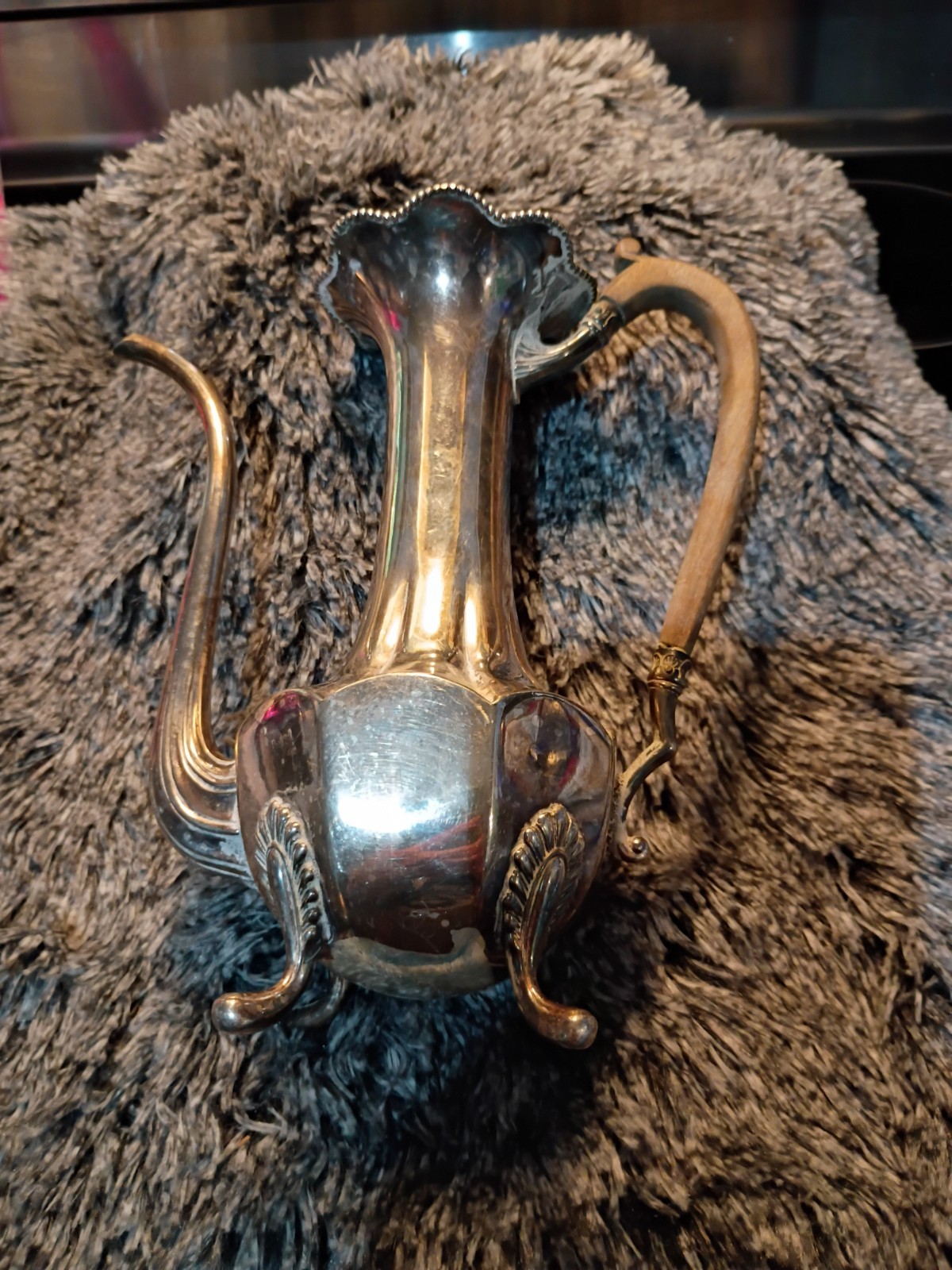 Antique Quadruple Silver Plate Coffee Pot C.1890-1910 Art Neuveau