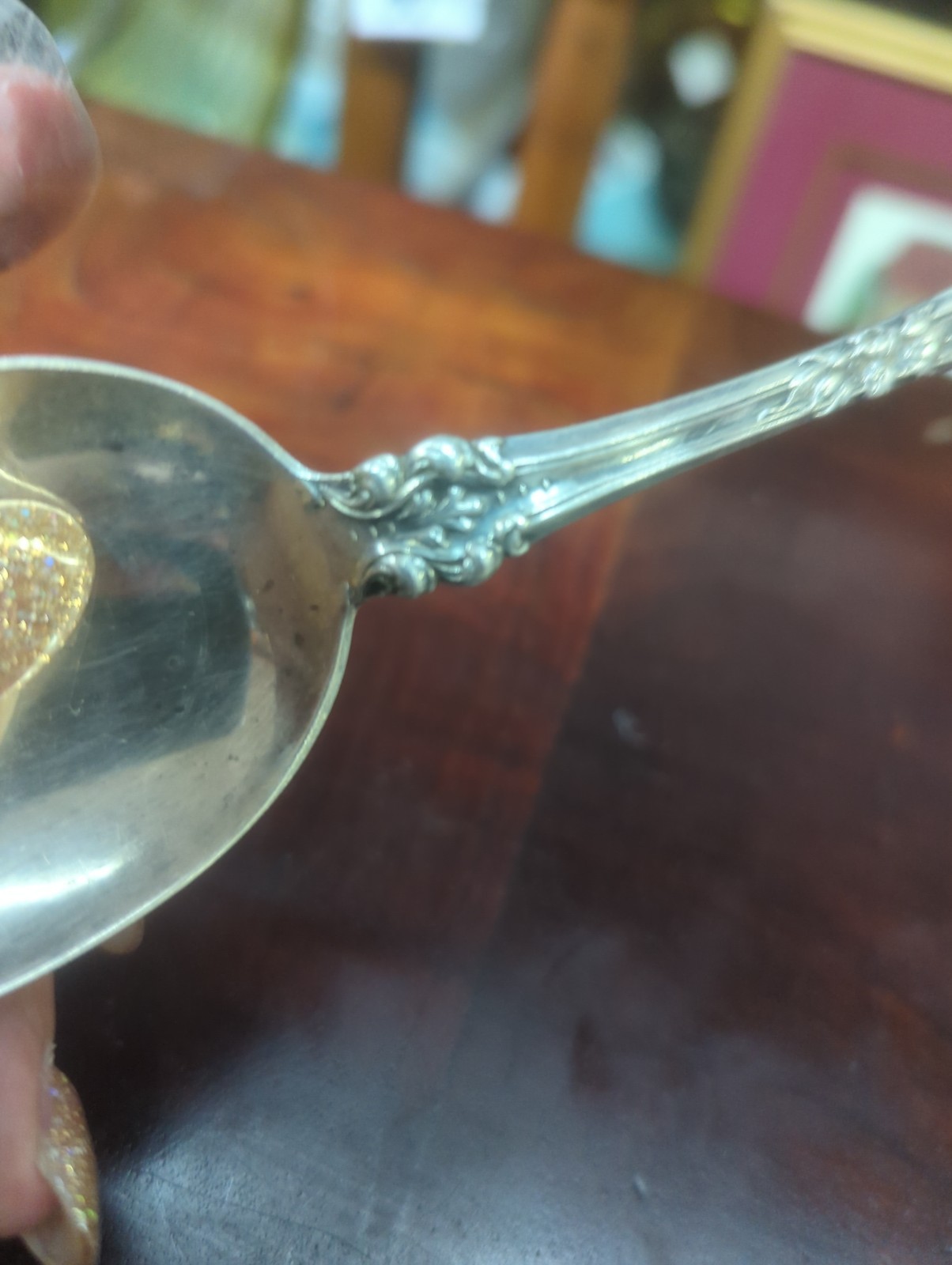 Wendell Sterling Silver Serving Spoon Lombardy Pattern