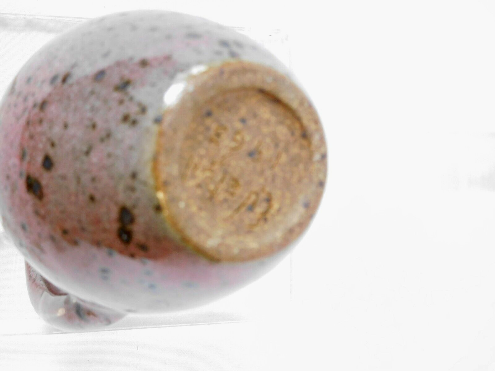 Vintage Speckled Splatter glaze, ceramic pitcher, earth tones signed Evelyn 1963