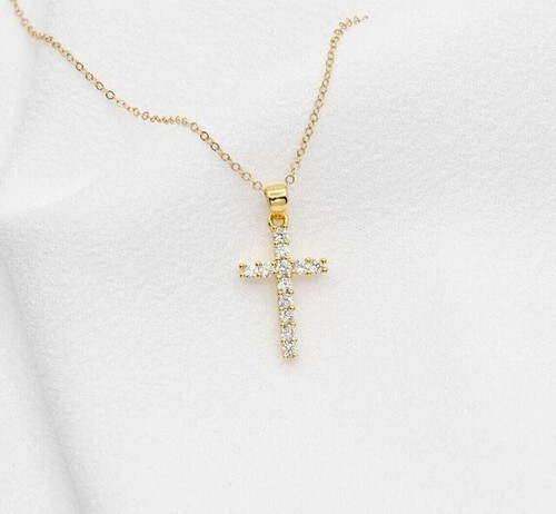 2Ct Round-Cut Lab Created Diamond Women’s Cross Pendant 14K Yellow Gold Plated