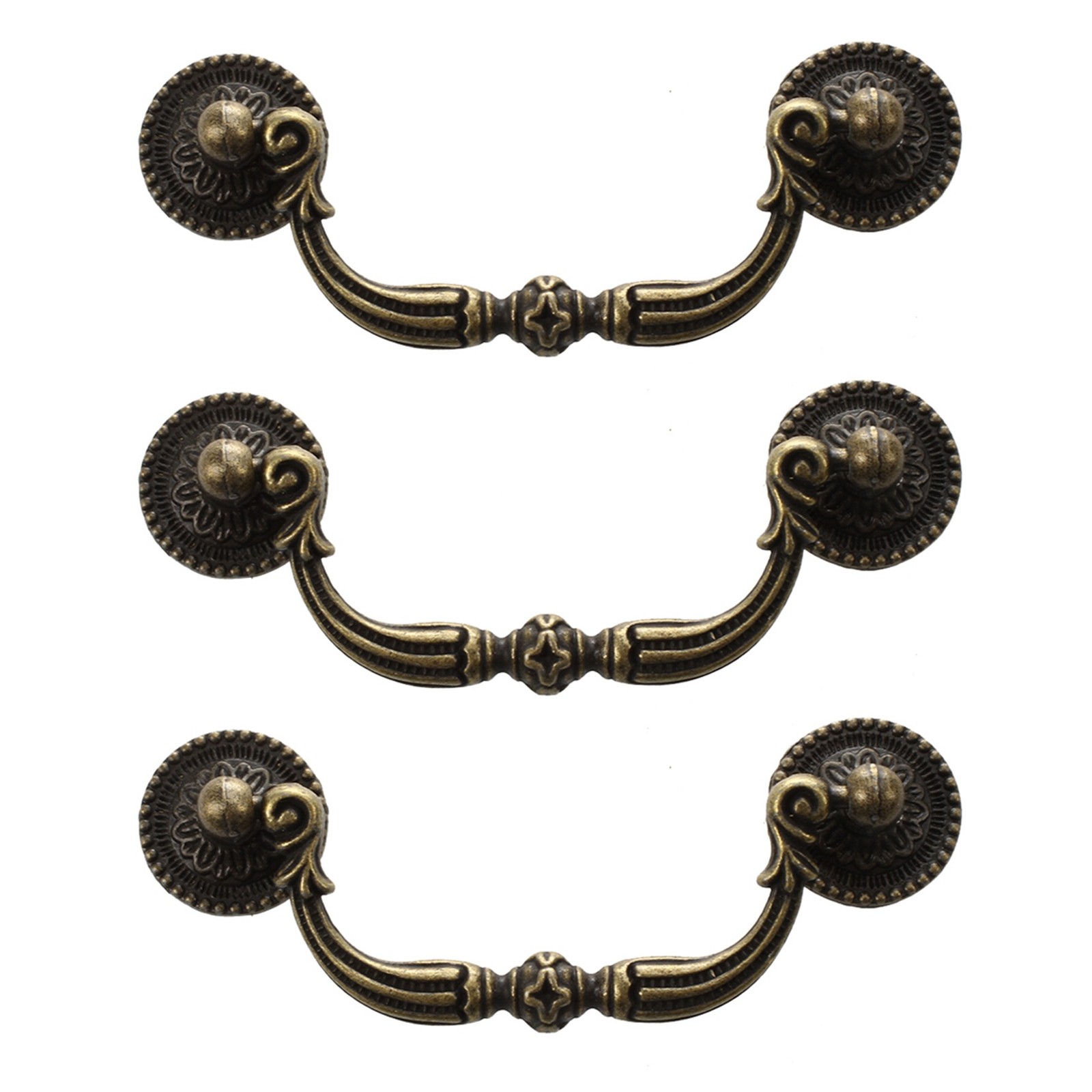 3X Antique Brass Cabinet Door Drawer Handles 100 mm Y2H81652