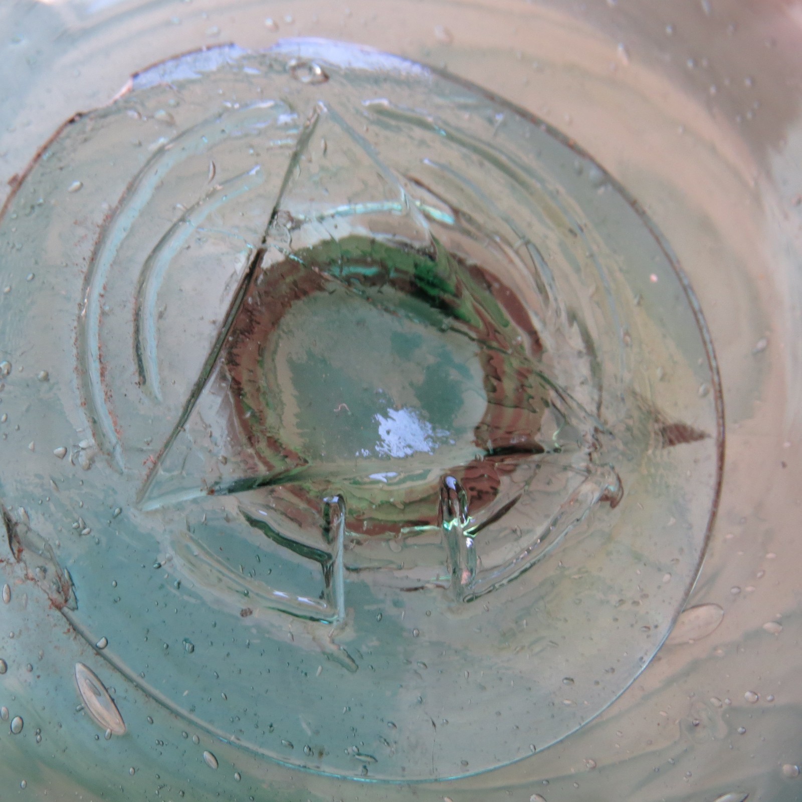 Japanese Blown Glass Fishing FLOAT 4″ Aqua WP #194 Bubbles USA BZ