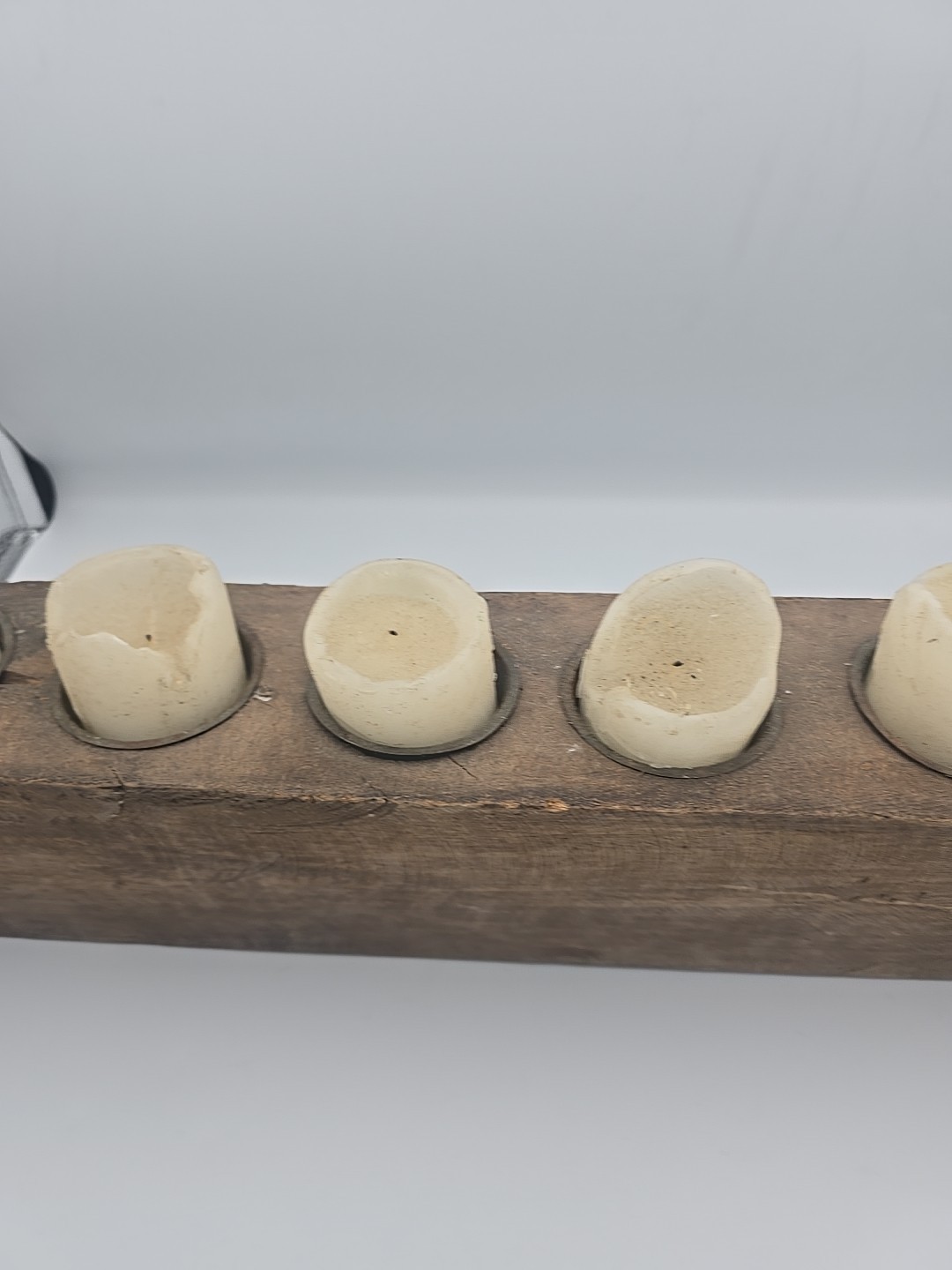 Wooden 21″ x 3.5″ Sugar Mold 6 Hole Wood Candle Holder Primitive Mexico
