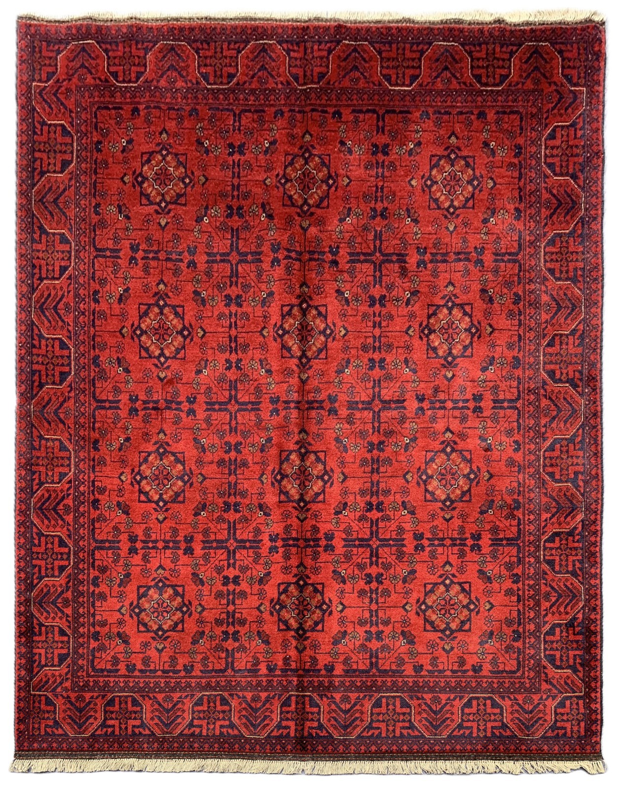 Fine Quality Hand Knotted Afghan Khal Muhammadi Wool Area Rug 8 x 6 Ft