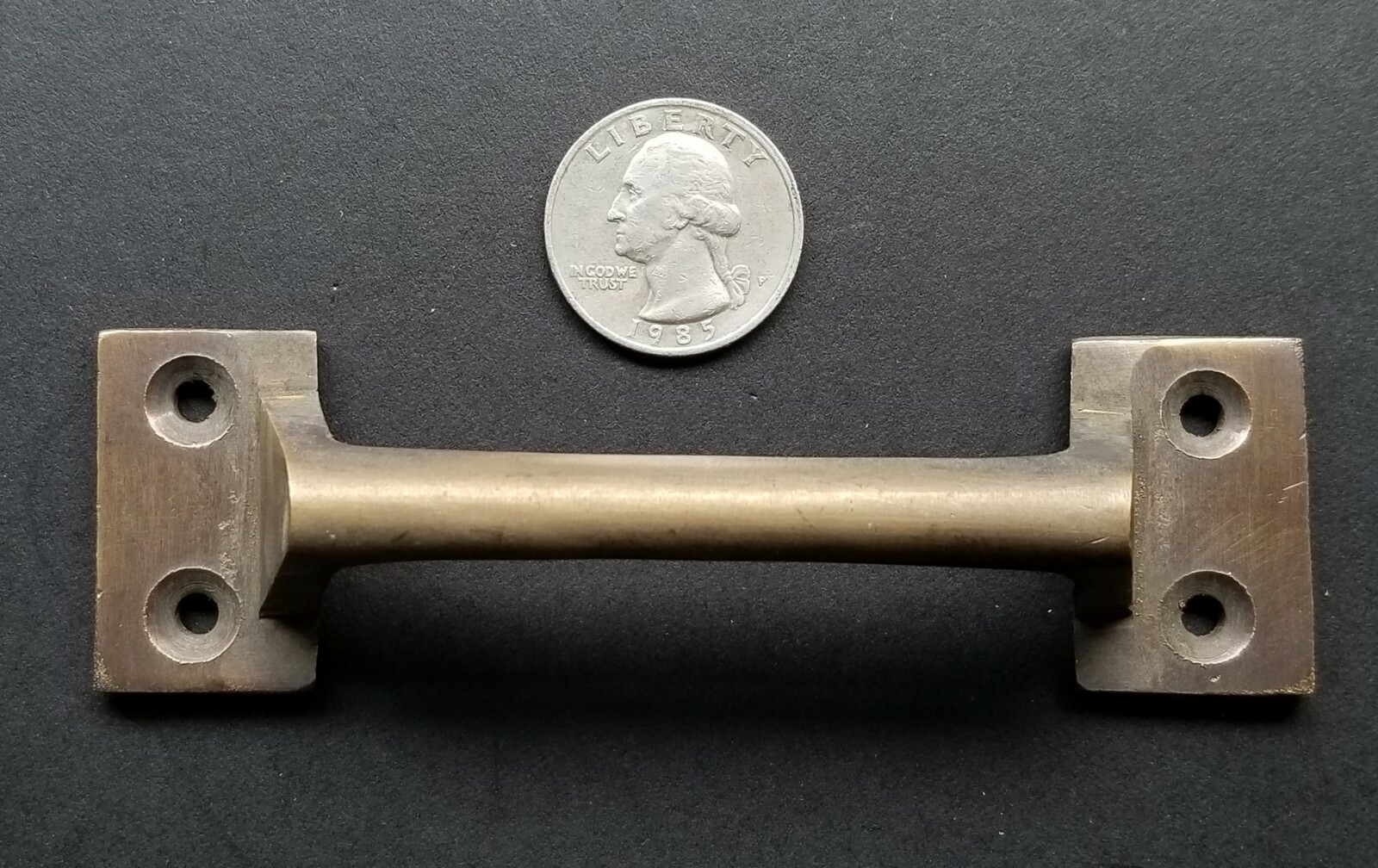 2 Antique Style Solid Brass Drawer File Cabinet Trunk Chest Handles 4-3/8″w #P13