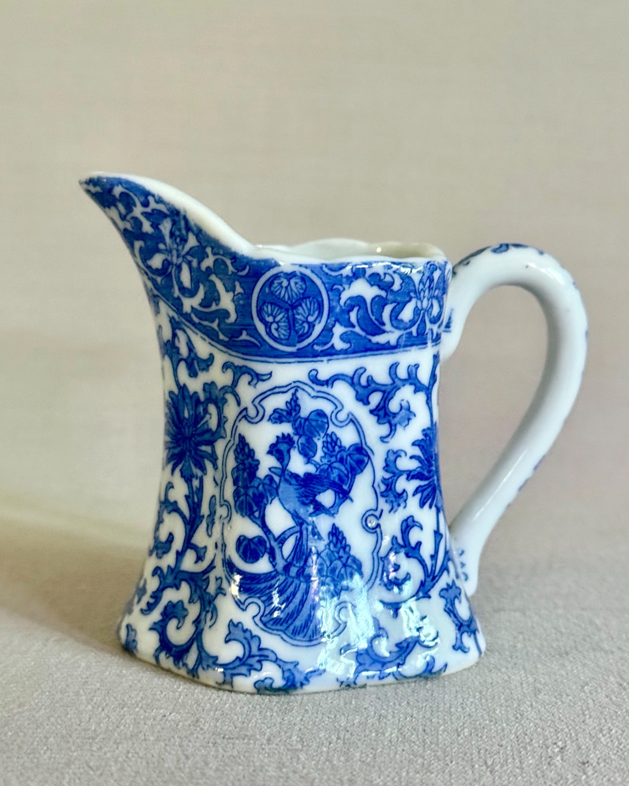 Antique Meiji Japanese Blue Transfer Cream Pitcher – Phoenix Bird Pattern
