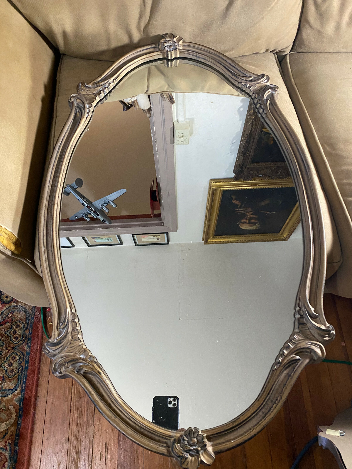 Light Gold Tone Framed Wall Mirror – 21.25″ W x 34.5″ L x 1.25″ D