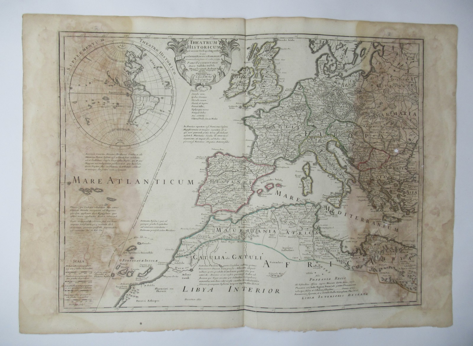 Original antique large map, Guillaume De L’Isle, Theatrum Historicum, 1705