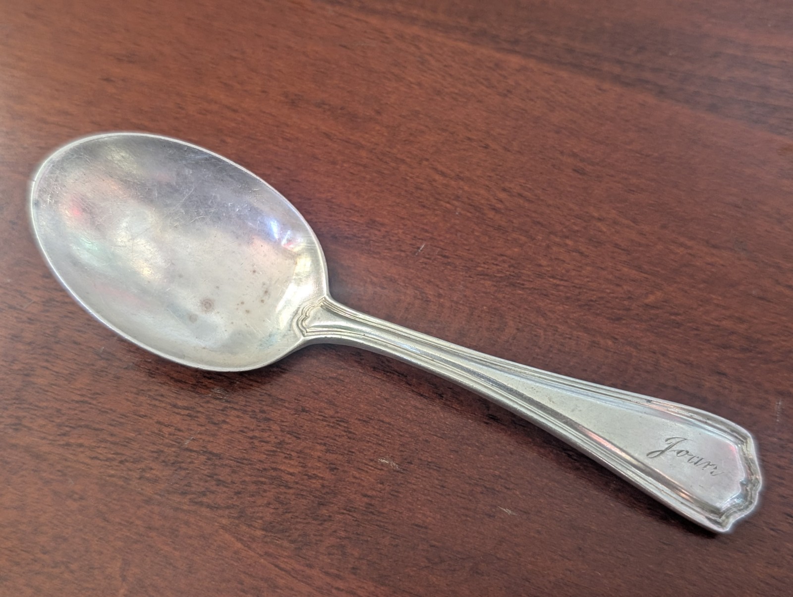 Sterling Silver Reed & Barton .5″ Baby Spoon 24 Grams Engraved JOAN Hepplewhite