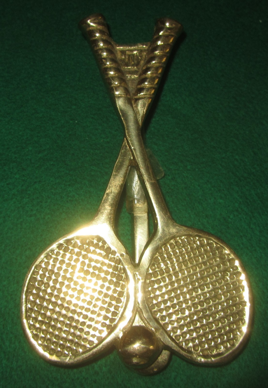 vintage tennis racquets & ball brass metal door knocker
