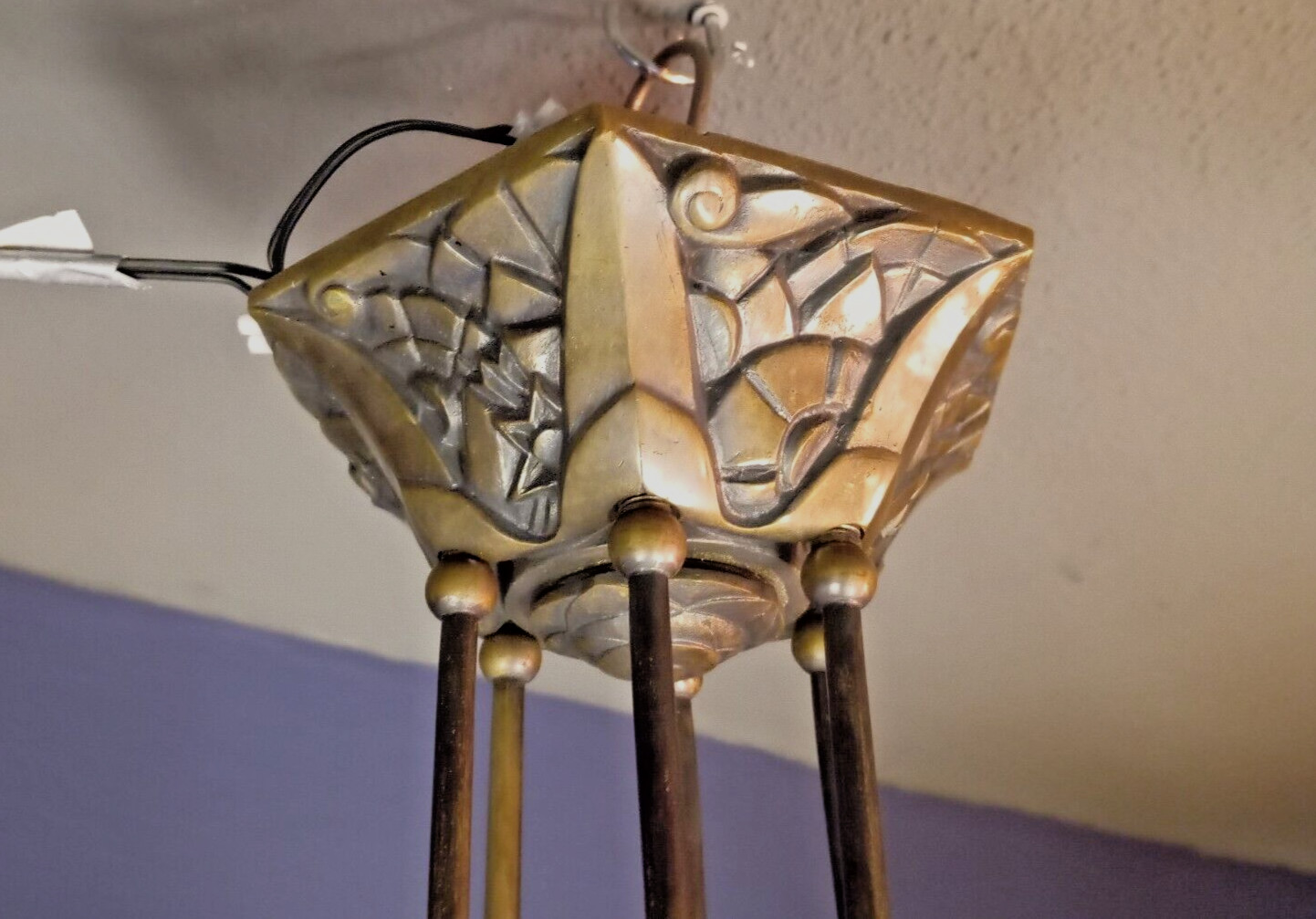 Original,- french ” Art Deco ” ceiling – lamp – sidned ” Degue ” – 1920/30