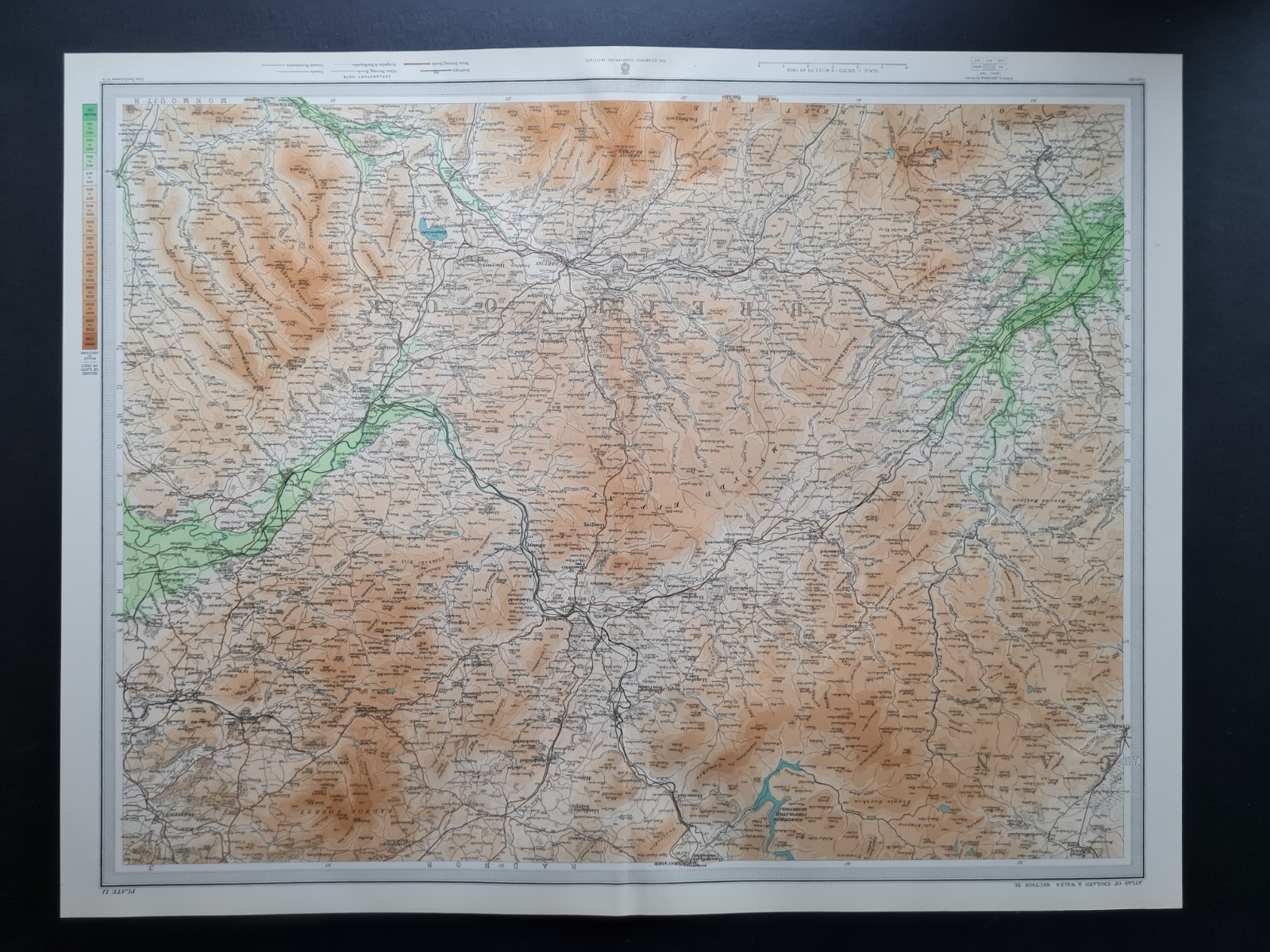Antique 1903 Map – Brecon – Builth – Brecknock – Llandovery – Bartholomew
