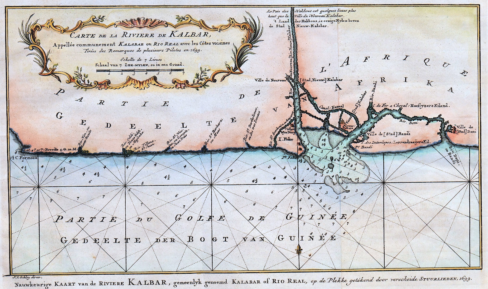 NIGERIA CALABAR “Nauwkeurige Kaart van de Riviere Kalbar” 1760 J. van der Schley