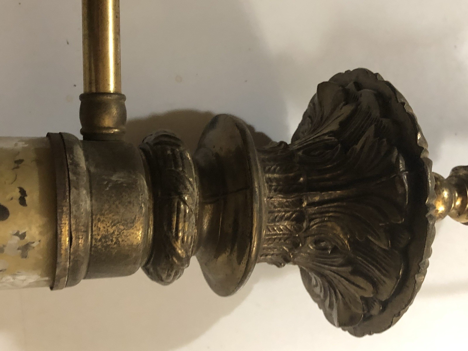 🔥Antique Victorian Large SCONCE Brass & Glass 110V Switch Corded Super RARE A++