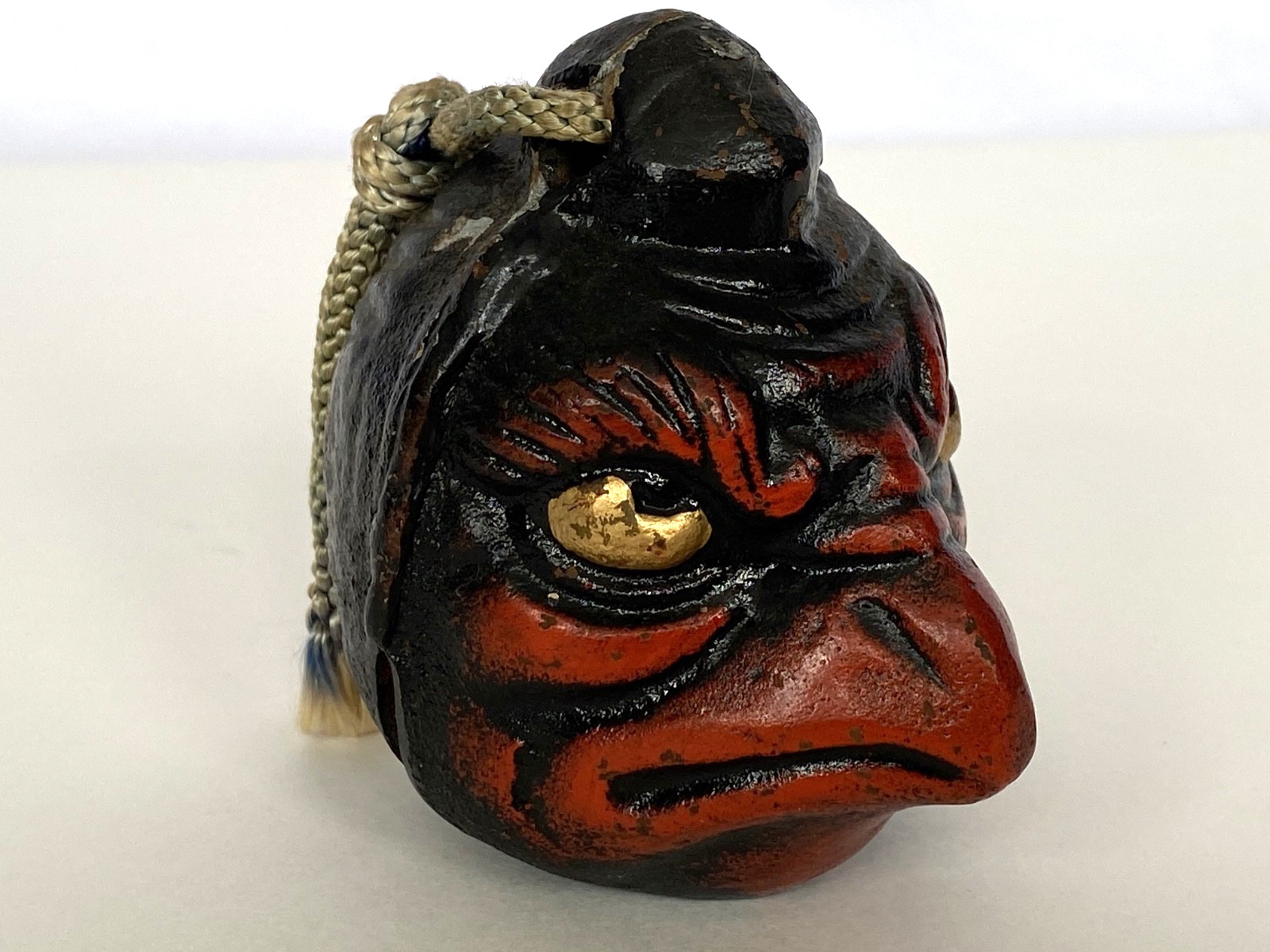 Vintage Japanese Bell Tengu Dorei Doll Cast Iron Head