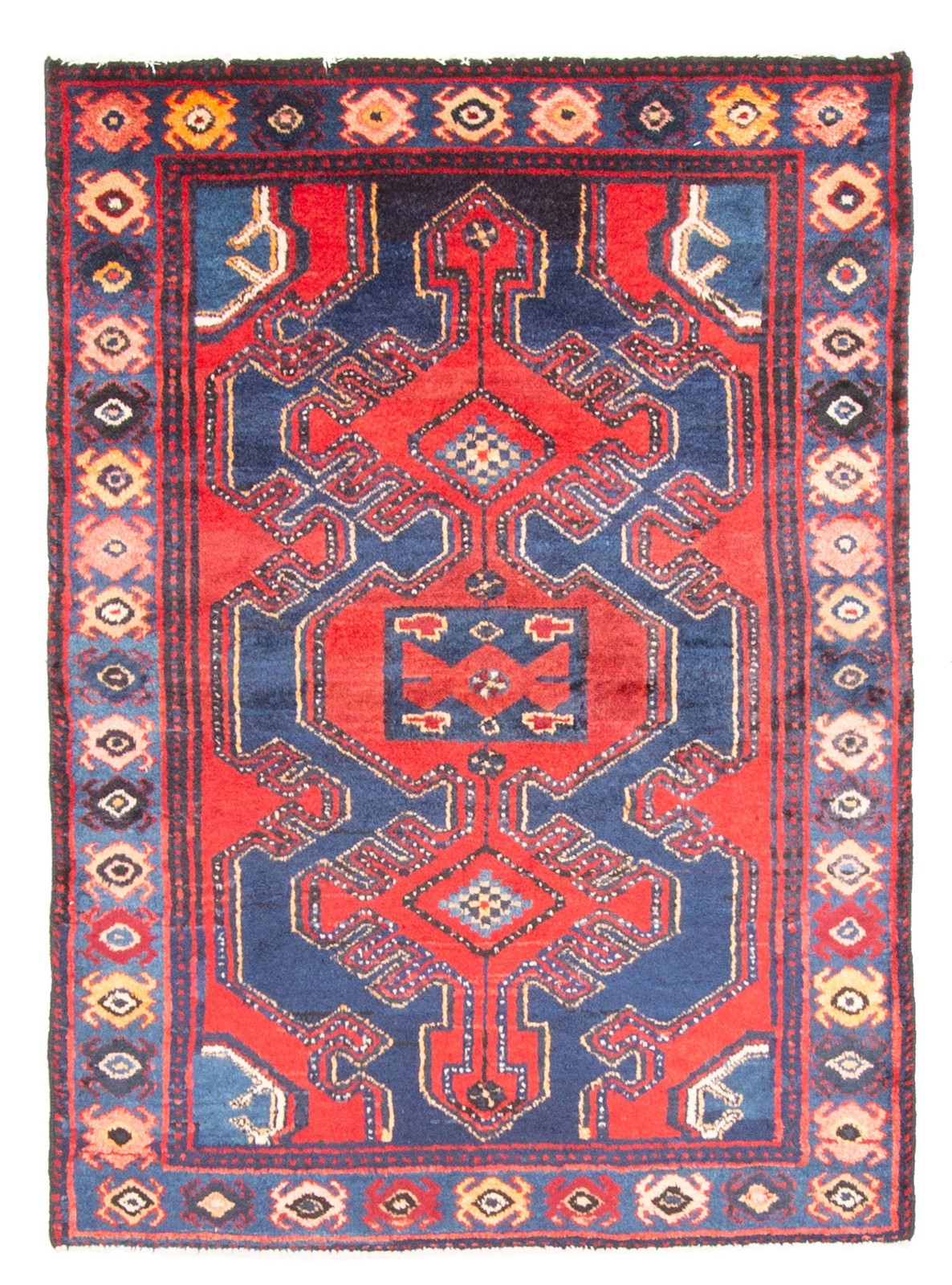 Vintage 3’4″ x 4’9″ Traditional Hand Knotted Vegetable Dye Wool Area Rug
