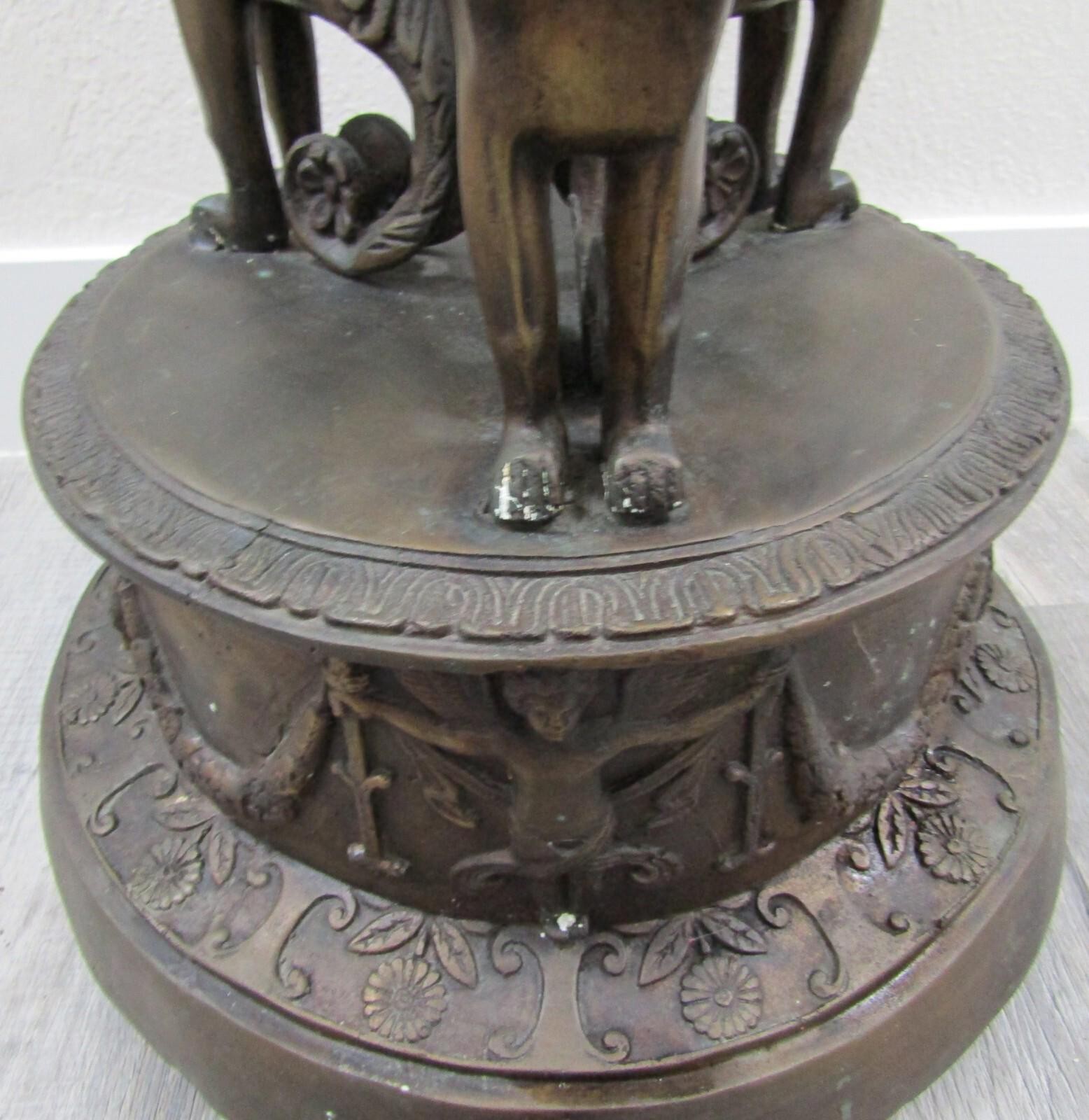 French Empire Style Bronze Jardiniere with Female Griffons and Cherubs 30″ Tall