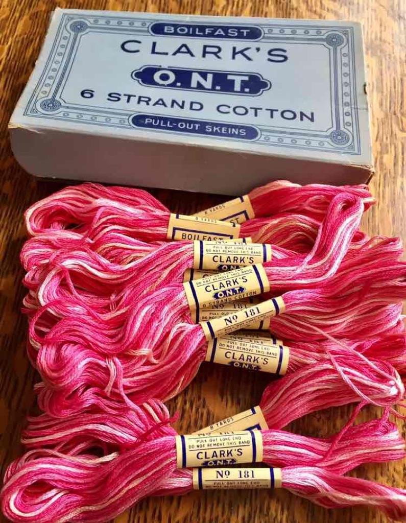 Clark’s O.N.T. 6 Strand Cotton Pull-Out 18 Skeins Shaded Rose 181 w Original Box