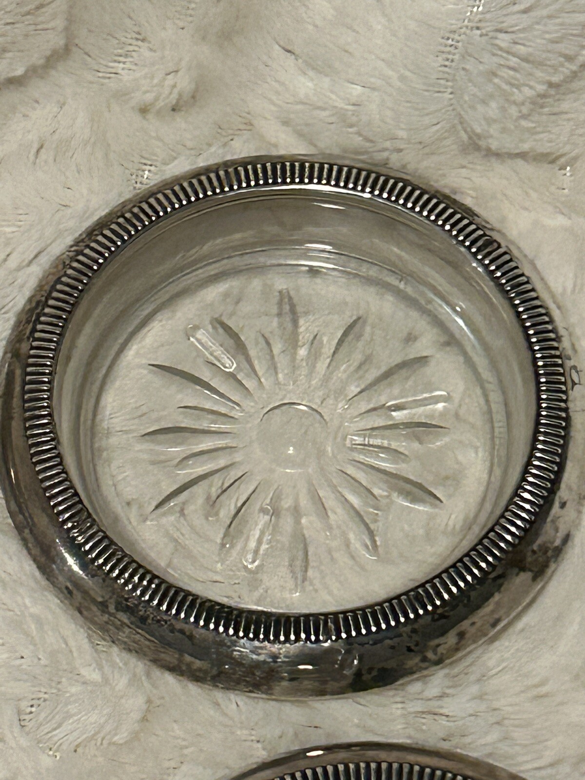 Crown Sterling Silver Crystal Coasters 4pc Set