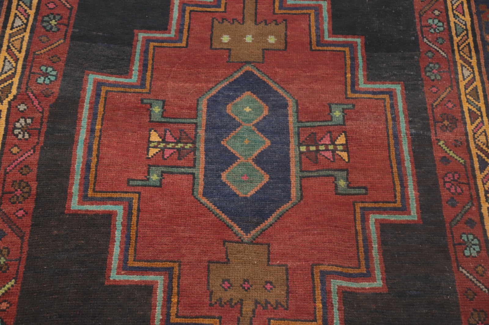 Handmade Wool 13′ Runner Rug Traditional Geometric 4×13 Vintage Hallway Carpet