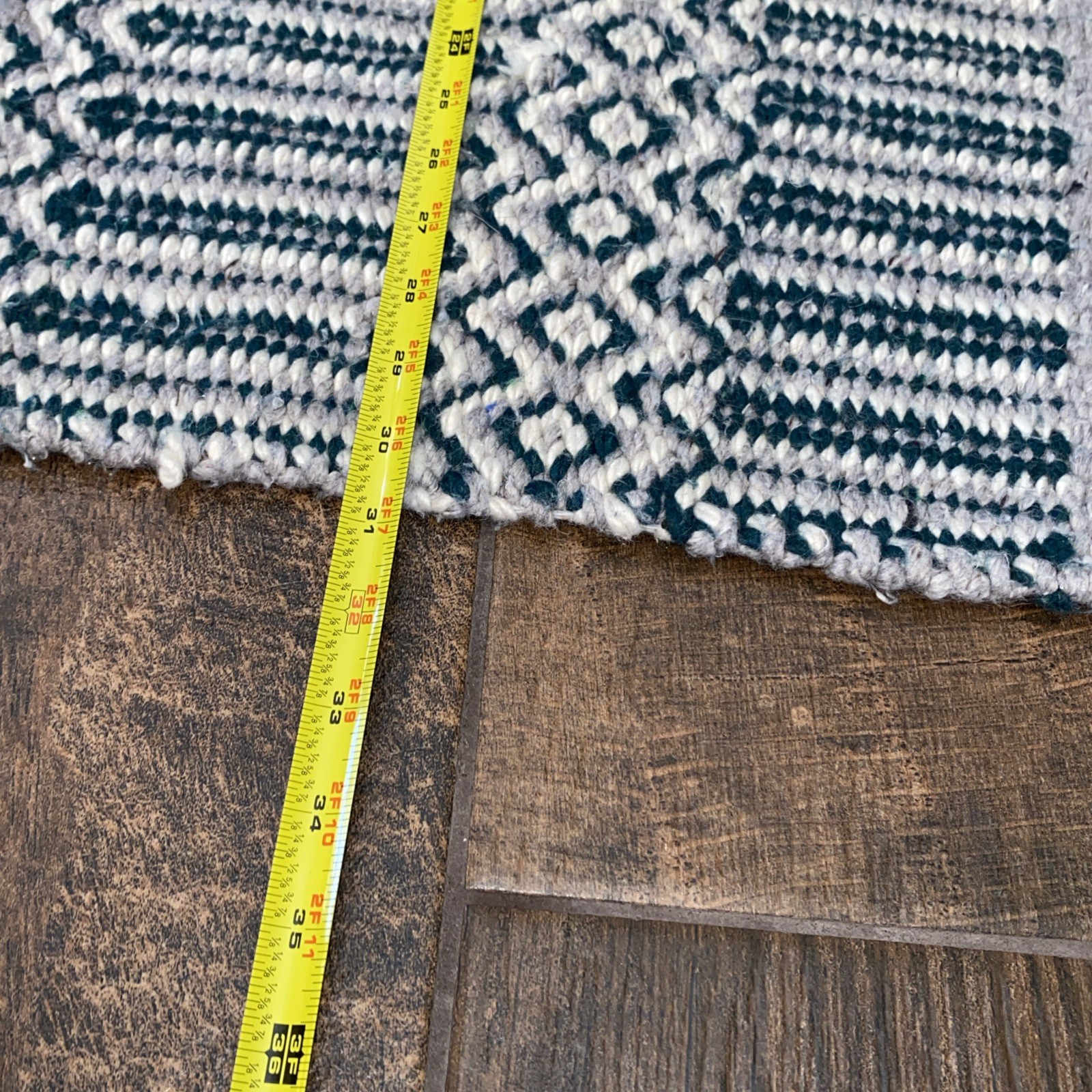 Vintage Soft Wool Handmade Braided Rectangle Rug 64”x30”