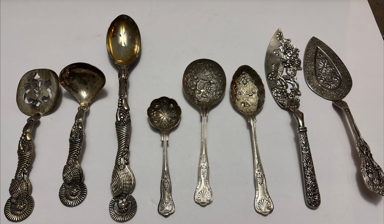 Godinger Silver Plated Lot Of 8 Serving Pieces Spoon Pie Cake Turkey