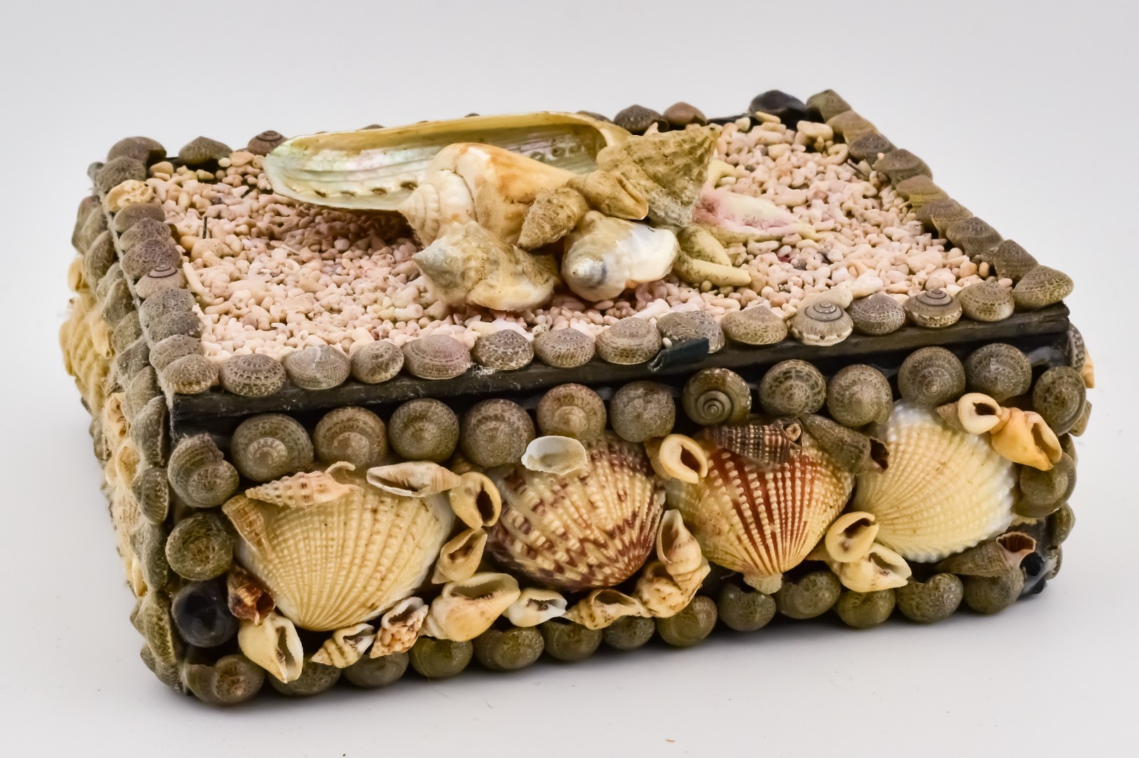 Victorian Style Shellwork Jewelry Coffin Box Sailor’s Valentine Reliquary