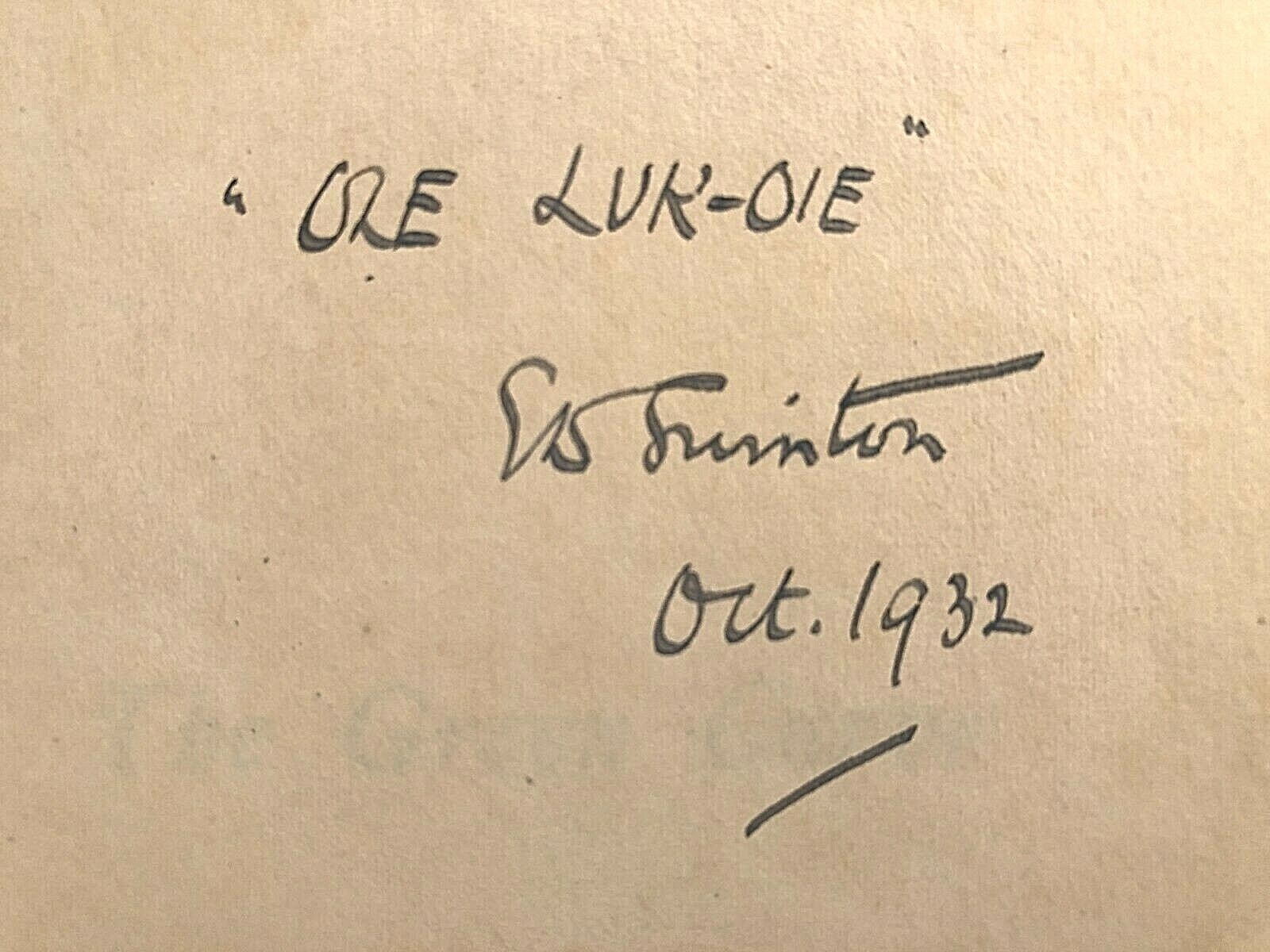 SIGNED Ole Luk-Oie – The Green Curve – 1st/1st 1909, with letter to Lord Iveagh