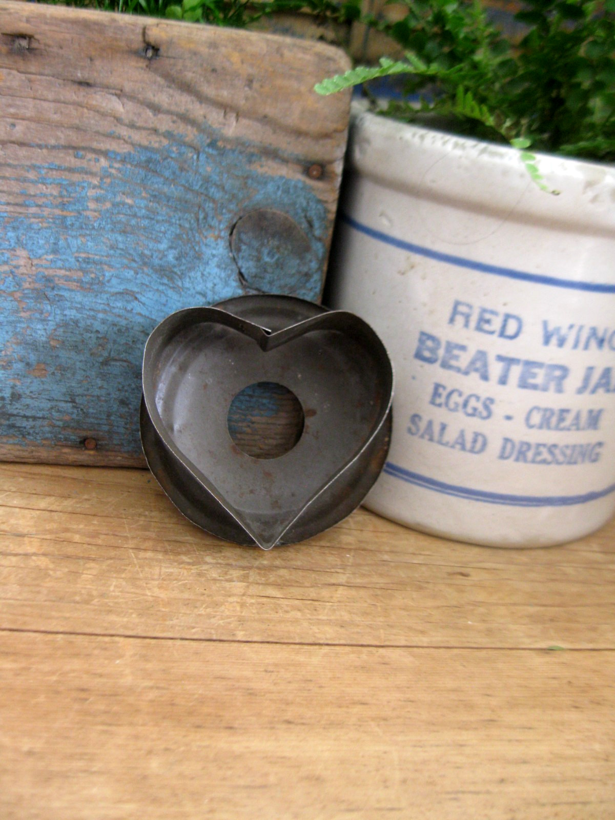 Early Antique Tin Heart Cookie Cutter w Round Back