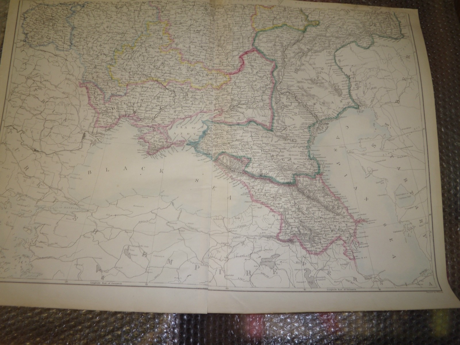 Russia SE +SW map from Dispatch Atlas1960 engraved JW Lowry -62x 43Framed 60more