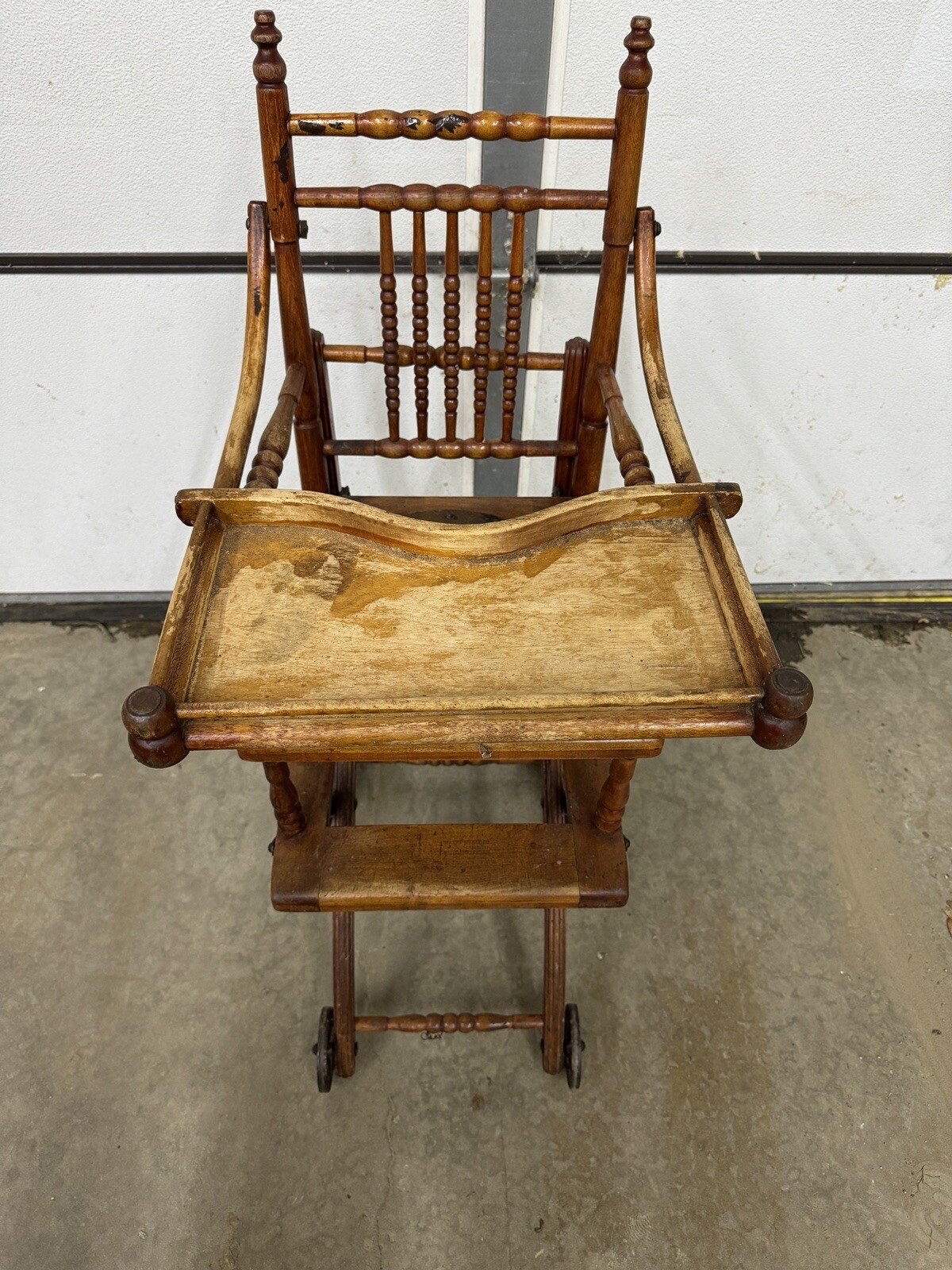 Antique Oak?? High Chair And Stroller Combination Chair